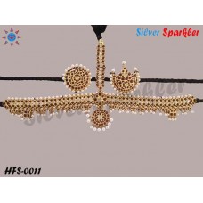 3 stone Bow and Palai  head Full set with sun and moon or  forehead Temple jewellery.