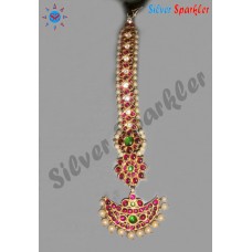 Beautiful Temple jewellery Bow type with Flower and Crescent Head Single set or chutti.