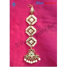 Traditional Temple jewellery Square with pearl border and New Flower Head Single Set or Chutti