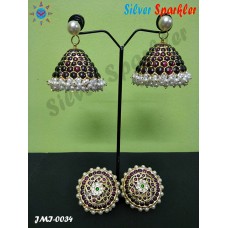 Traditional Templem jewellery, Six line 18 stone  Jhumkas  with Sun Ear rings