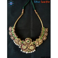 Traditional Temple jewellery Naagar and Mango  necklace with pearl hangings.