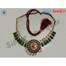 Original Traditional Temple jewellery Nagapadam and Annam Necklace with pearl hangings.