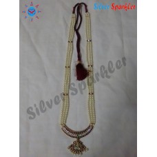 Trendy Temple jewellery Crescent with Tika pendant pearl malai.