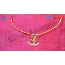 Traditional Temple jewellery Small Lotus necklace with pearl hangings.