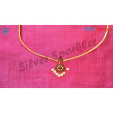 Traditional Temple jewellery single Flower necklace with pearl hangings.