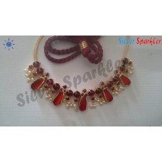 Trendy Temple jewellery Two stone and Nagapadam necklace with pearl bunch hangings.