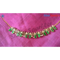 Traditional Temple jewellery Nagapadam and RamaRac necklace with pearl hangings.