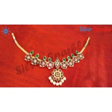 Traditional Temple jewellery Mango and Flower necklace with pearl hangings.