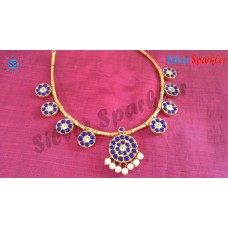 Traditional Temple jewellery Seven circle  necklace with pearl hangings.
