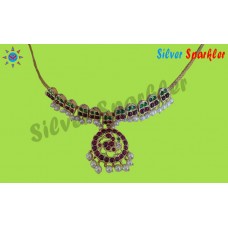 Traditional Temple jewellery RamaRac  necklace with Annam pendant and pearl hangings