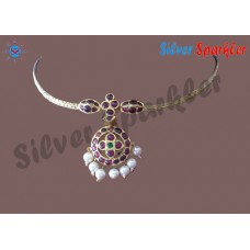 Traditional Temple jewellery   Mani and small circle pendant necklace with pearl hangings.
