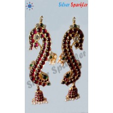 Trendy Temple jewellery Bell Shape Jhumkas with Beautiful Annam(swan) Ear rings,which covering whole Ear.