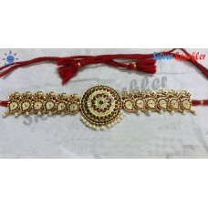 Original Temple jewellery,Hip Chain or Waist belt of  Rakodi and Kili Mango  with Red Kempstones,white stones and Green stone in middle with pearl hangings.